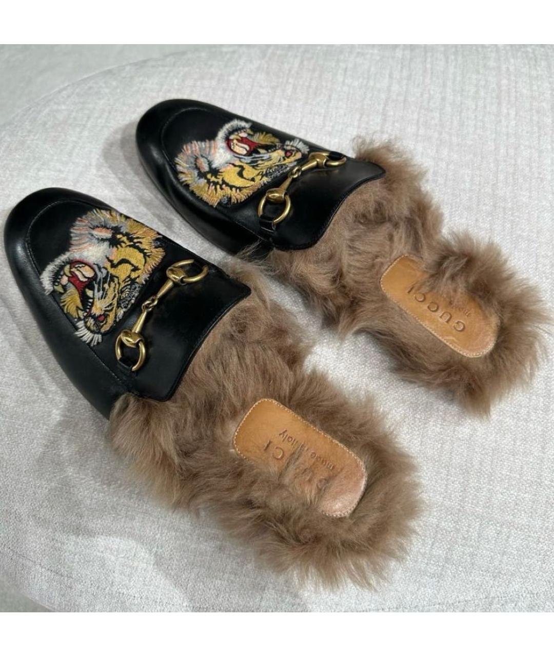 GUCCI Черные кожаные мюли, фото 2