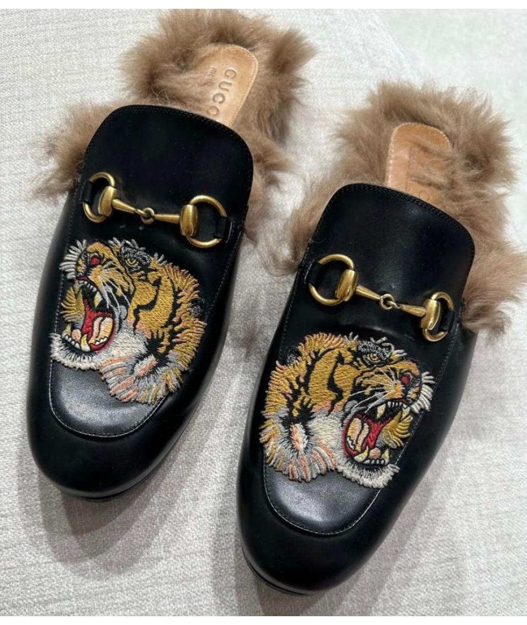 GUCCI Черные кожаные мюли, фото 5