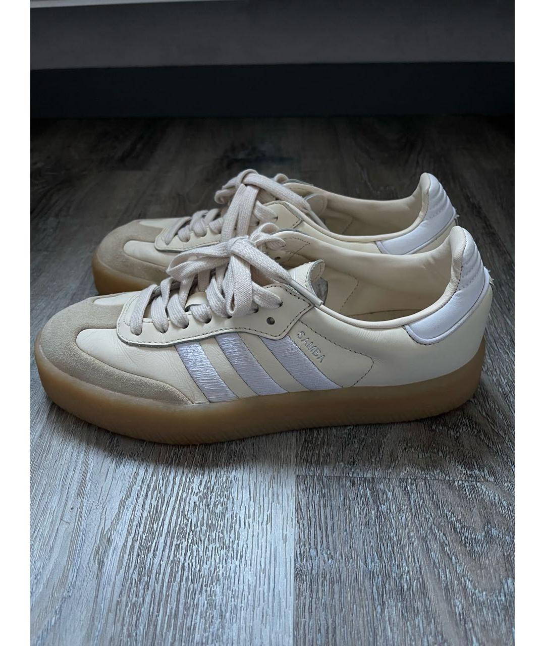 ADIDAS Бежевые кожаные балетки, фото 3