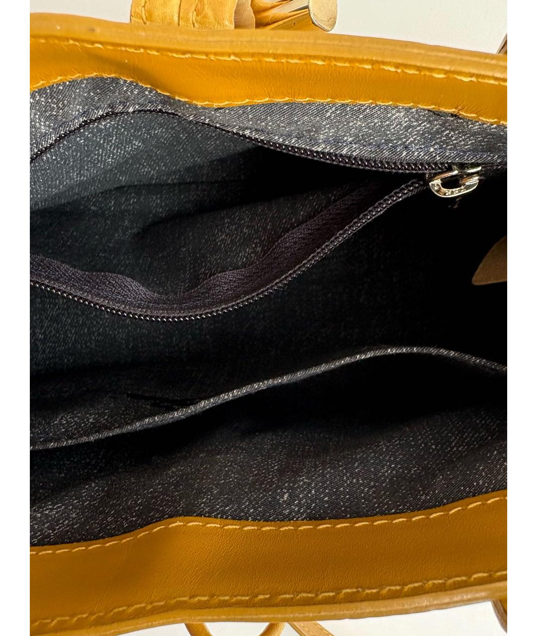 LONGCHAMP Горчичная кожаная сумка с короткими ручками, фото 4