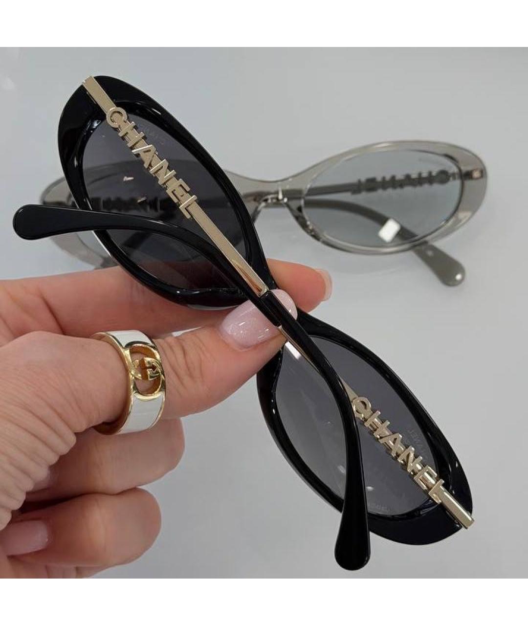 CHANEL Черные металлические солнцезащитные очки, фото 2