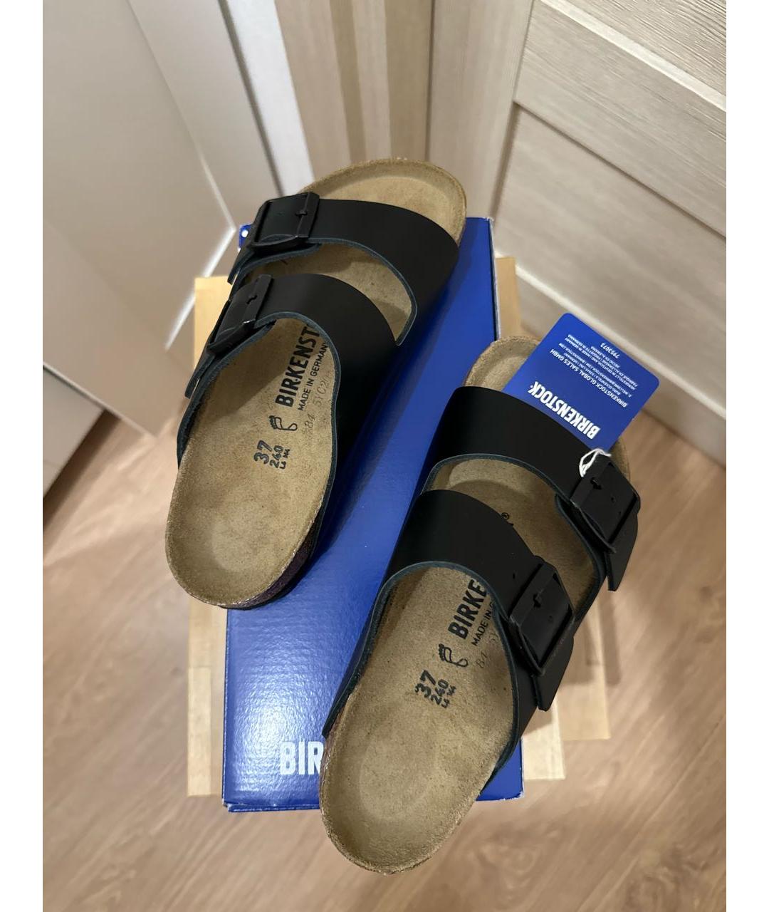 BIRKENSTOCK Черные кожаные сандалии, фото 3