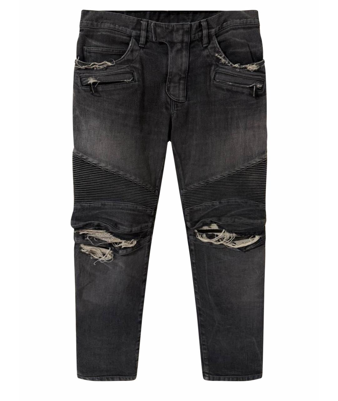 BALMAIN Черные хлопковые джинсы скинни, фото 1
