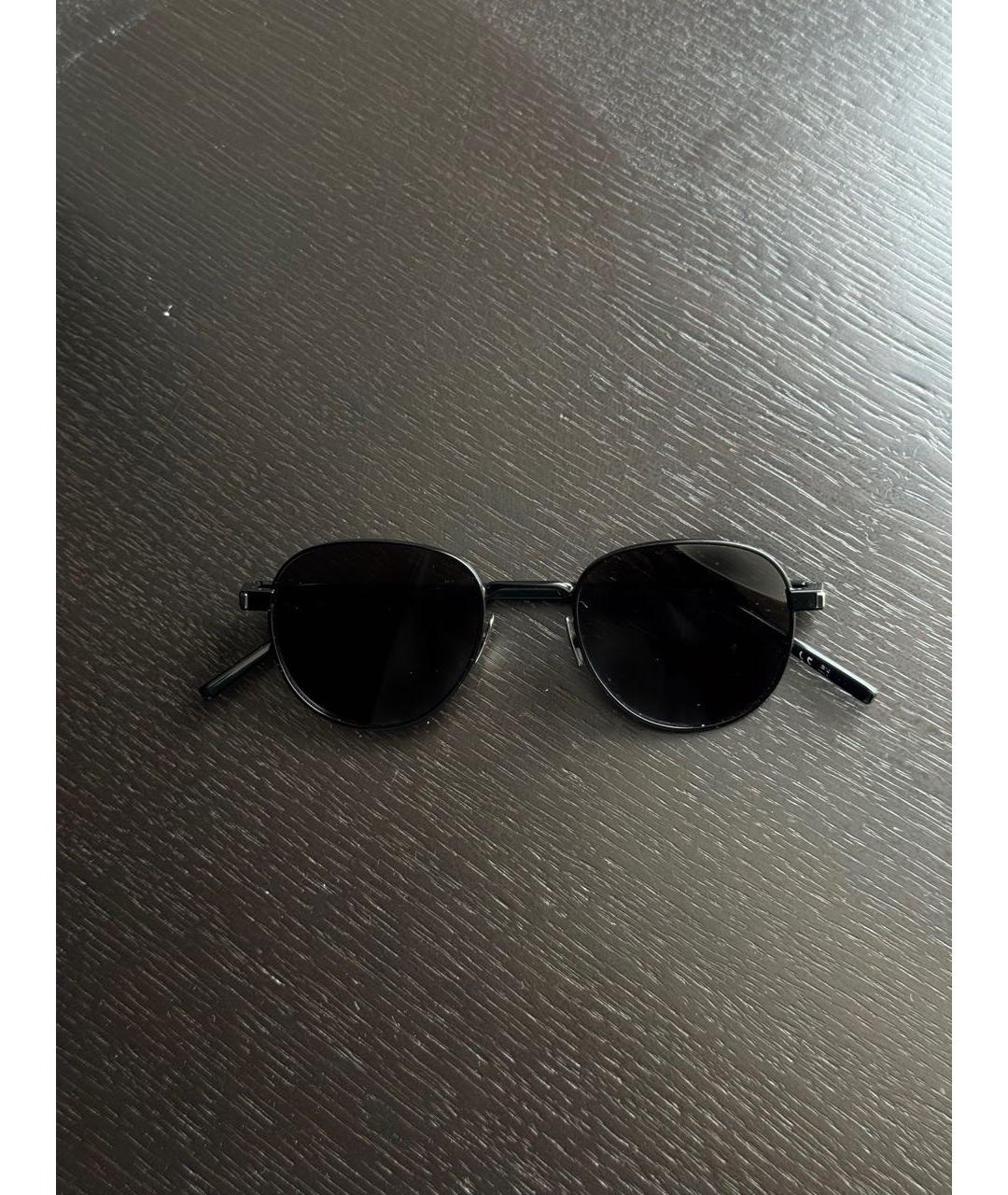 SAINT LAURENT Черные металлические солнцезащитные очки, фото 7