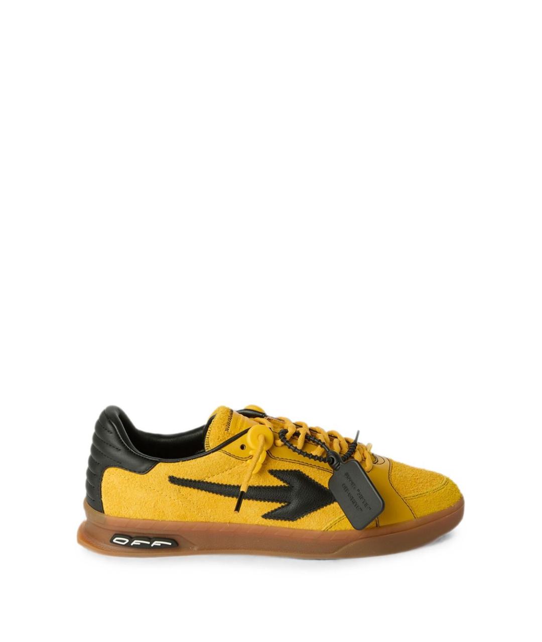 OFF-WHITE Желтые кожаные низкие кроссовки / кеды, фото 1