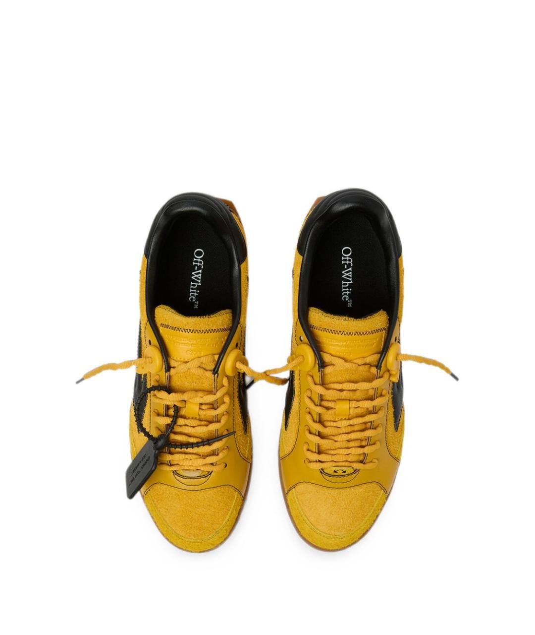 OFF-WHITE Желтые кожаные низкие кроссовки / кеды, фото 4