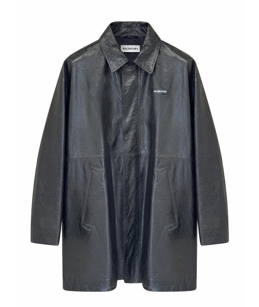BALENCIAGA Черная кожаная парка, фото 1