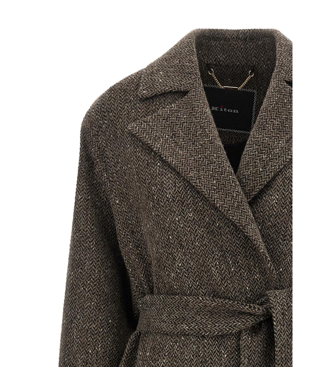KITON Коричневое шерстяное пальто, фото 3
