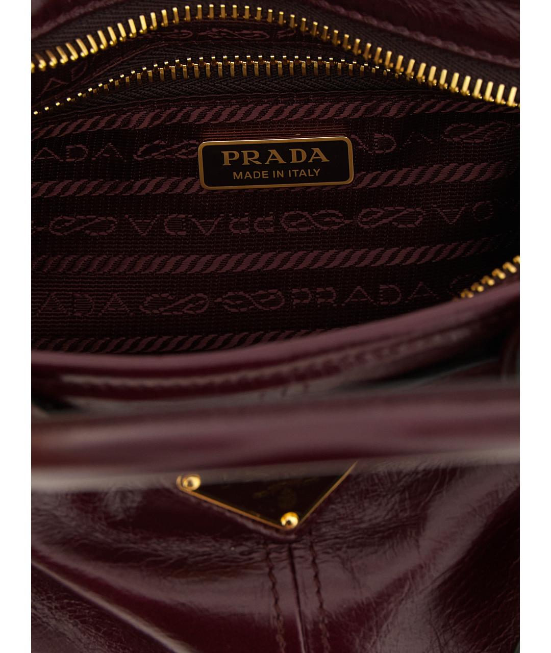 PRADA Бордовая кожаная сумка через плечо, фото 4
