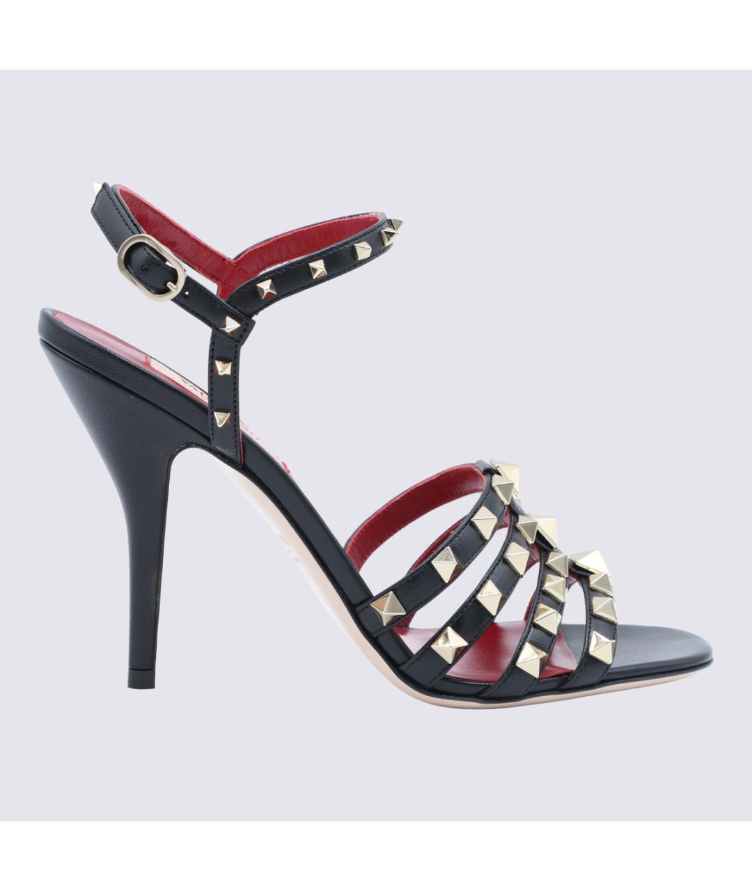 VALENTINO Черные кожаные босоножки, фото 5
