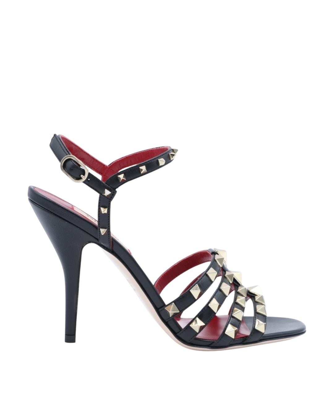 VALENTINO Черные кожаные босоножки, фото 1