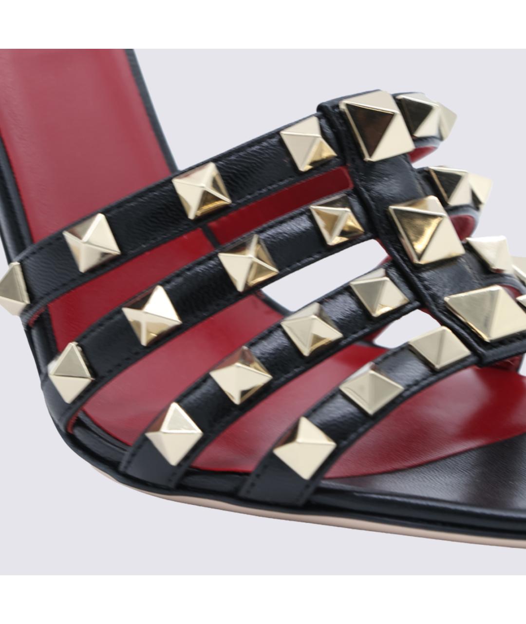 VALENTINO Черные кожаные босоножки, фото 4