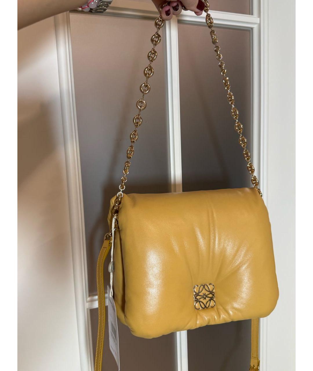 LOEWE Горчичная кожаная сумка через плечо, фото 9