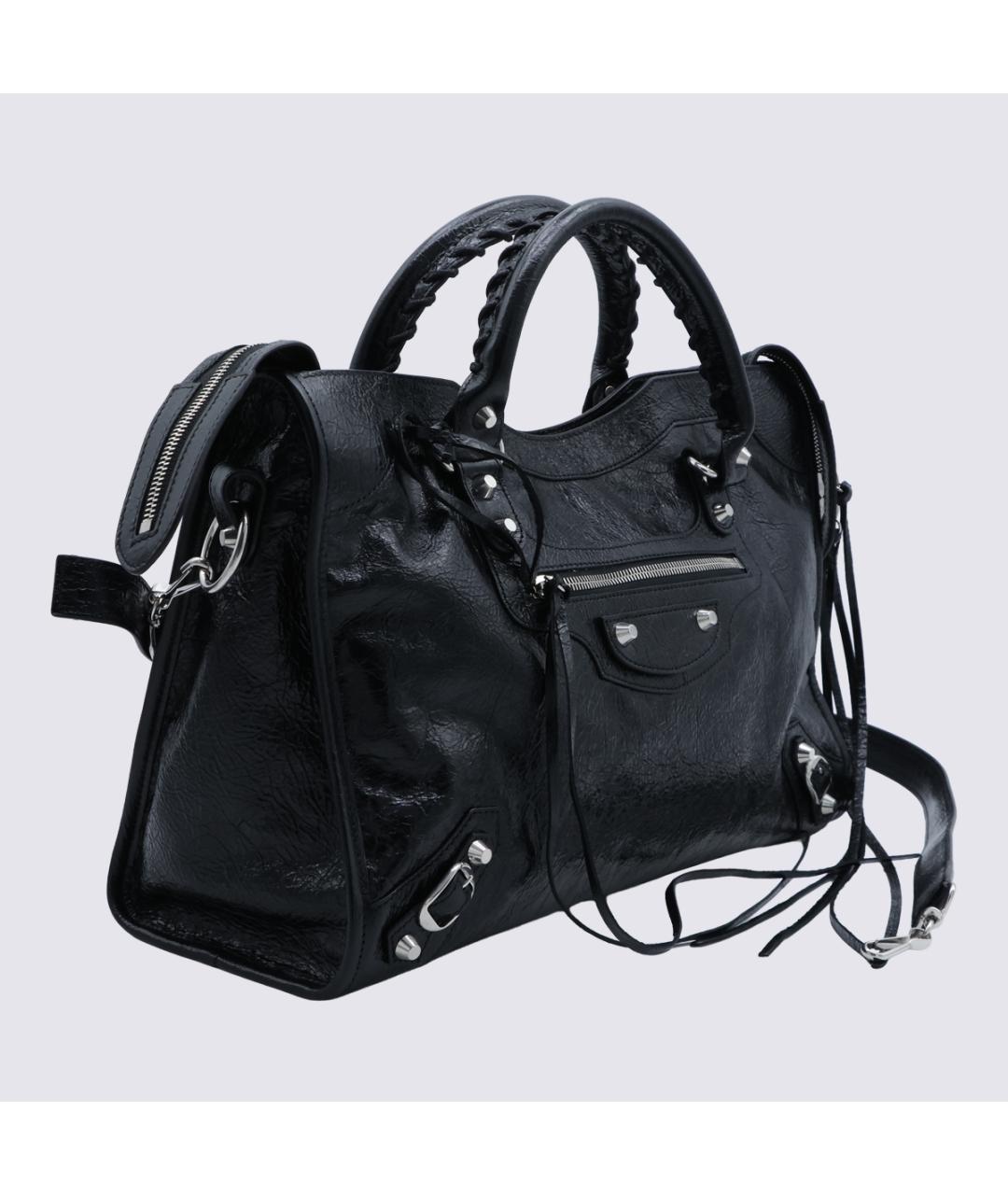 BALENCIAGA Черная кожаная сумка тоут, фото 2