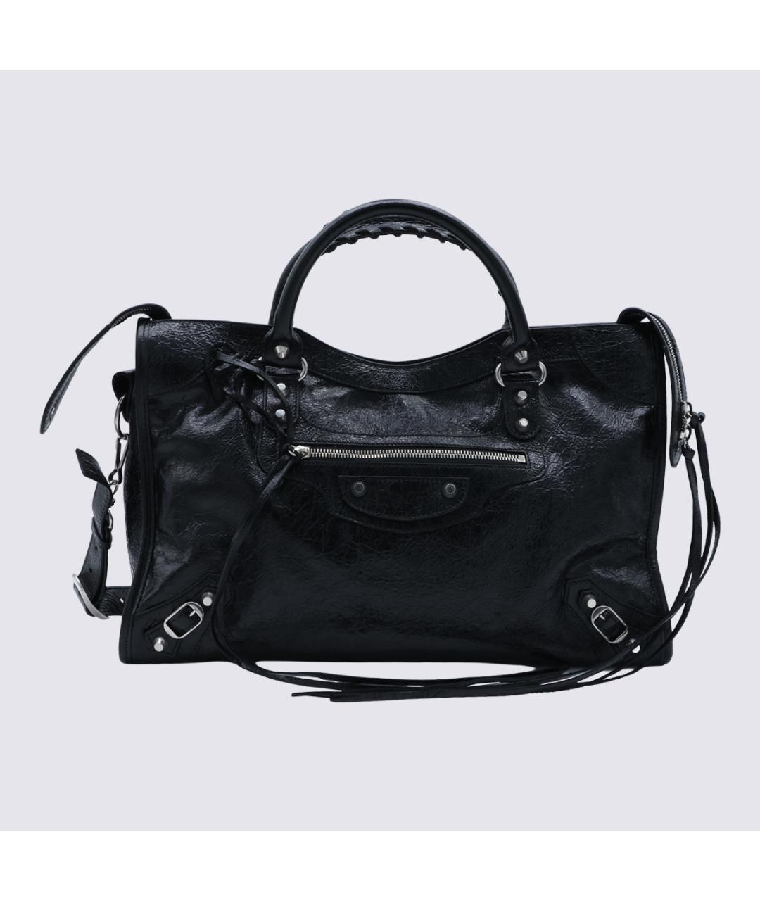 BALENCIAGA Черная кожаная сумка тоут, фото 5