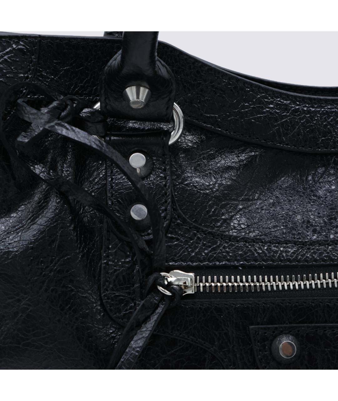 BALENCIAGA Черная кожаная сумка тоут, фото 4