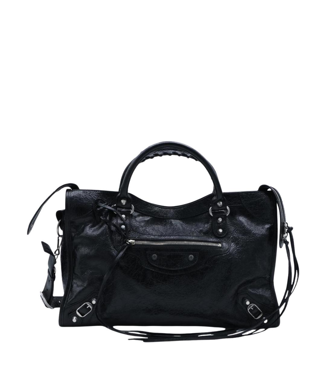 BALENCIAGA Черная кожаная сумка тоут, фото 1
