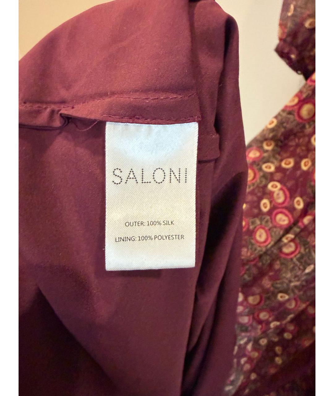 SALONI Бордовое шелковое повседневное платье, фото 4