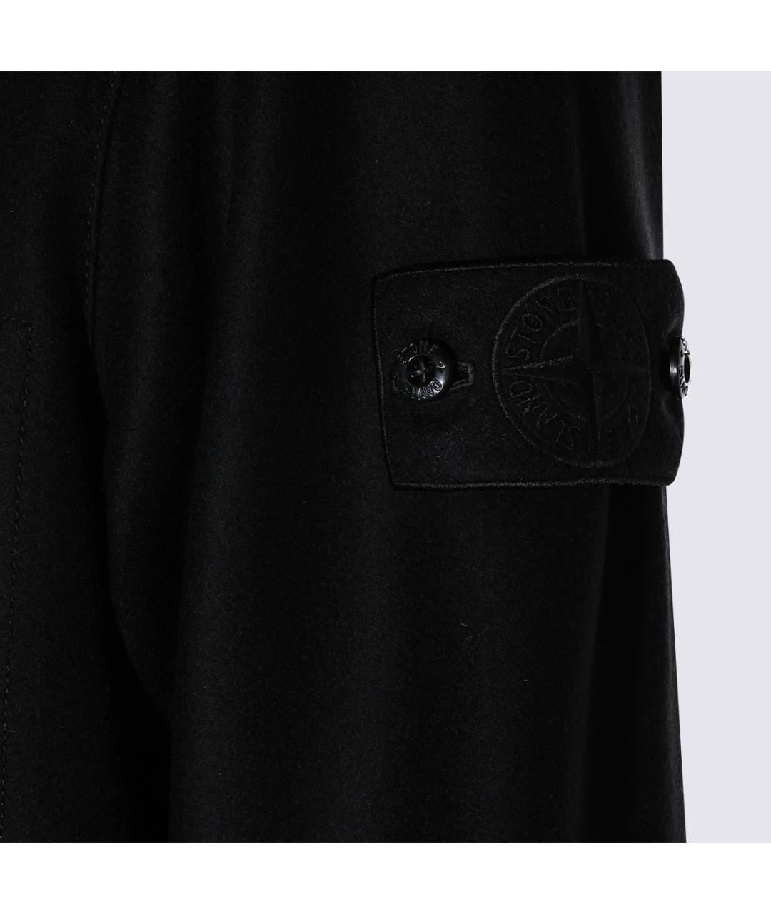 STONE ISLAND Черная шерстяная кэжуал рубашка, фото 4