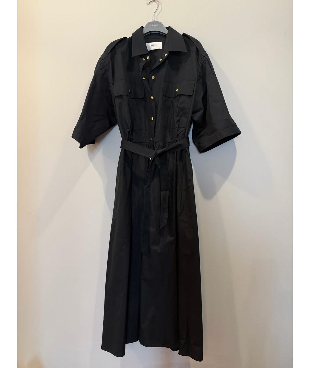 CELINE Черное хлопковое повседневное платье, фото 6