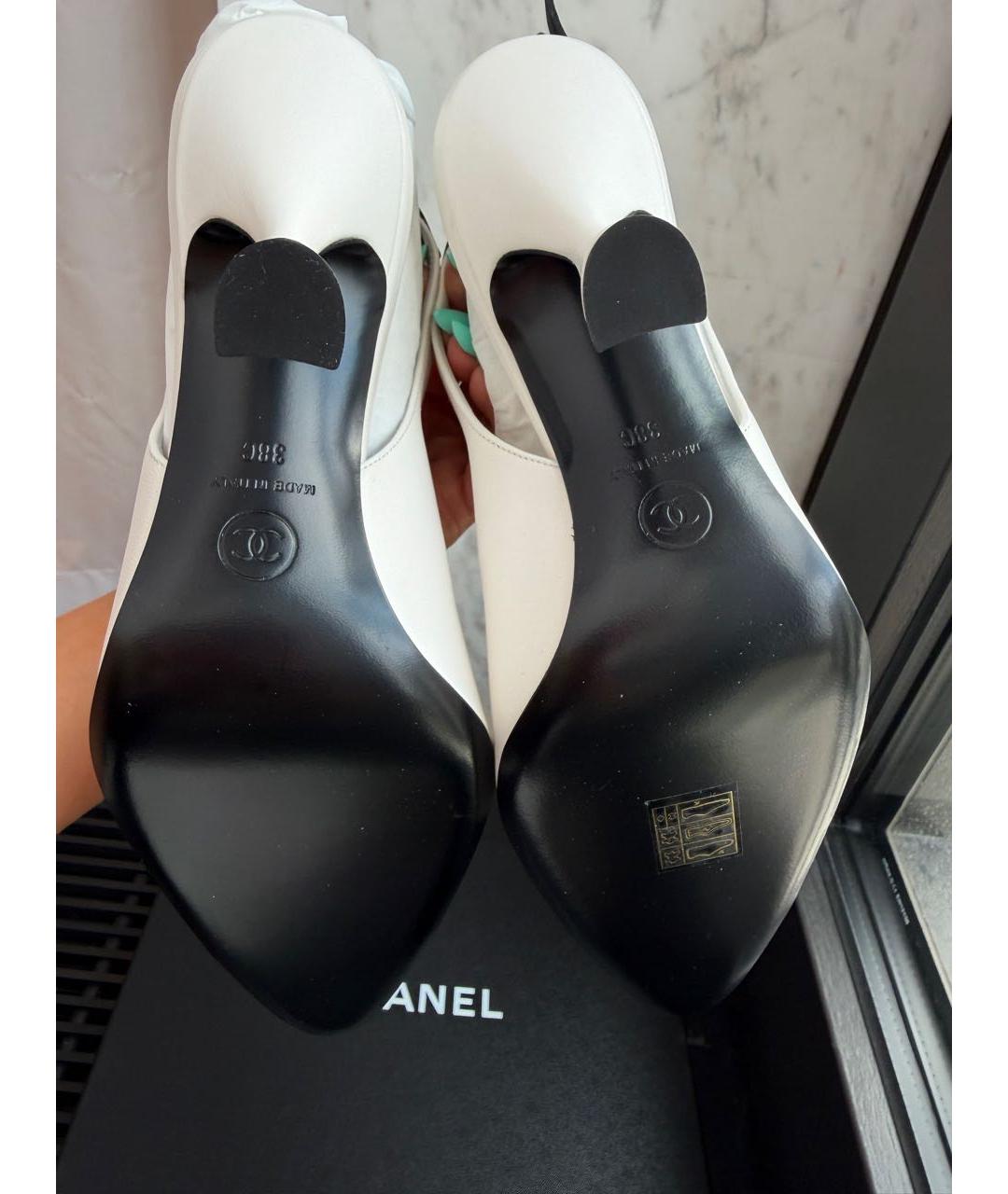 CHANEL Белые кожаные туфли, фото 4