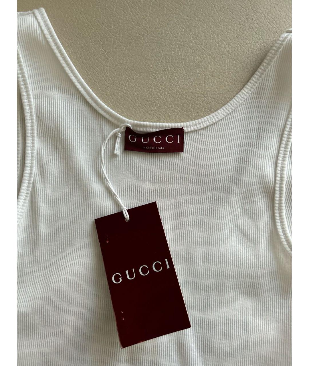 GUCCI Белая хлопковая майка, фото 3