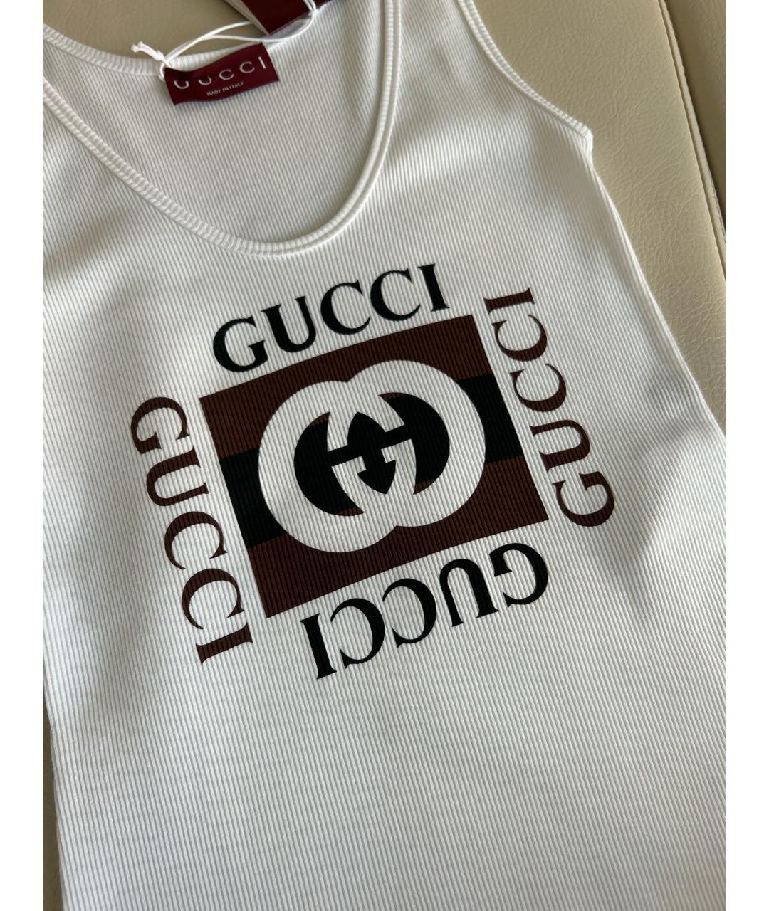 GUCCI Белая хлопковая майка, фото 4