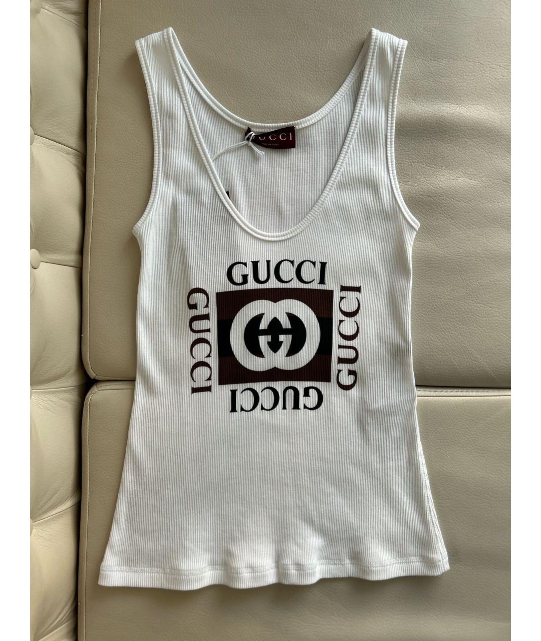 GUCCI Белая хлопковая майка, фото 9