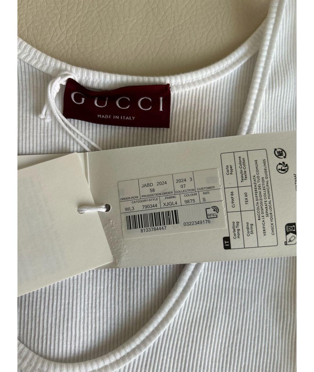 GUCCI Белая хлопковая майка, фото 6