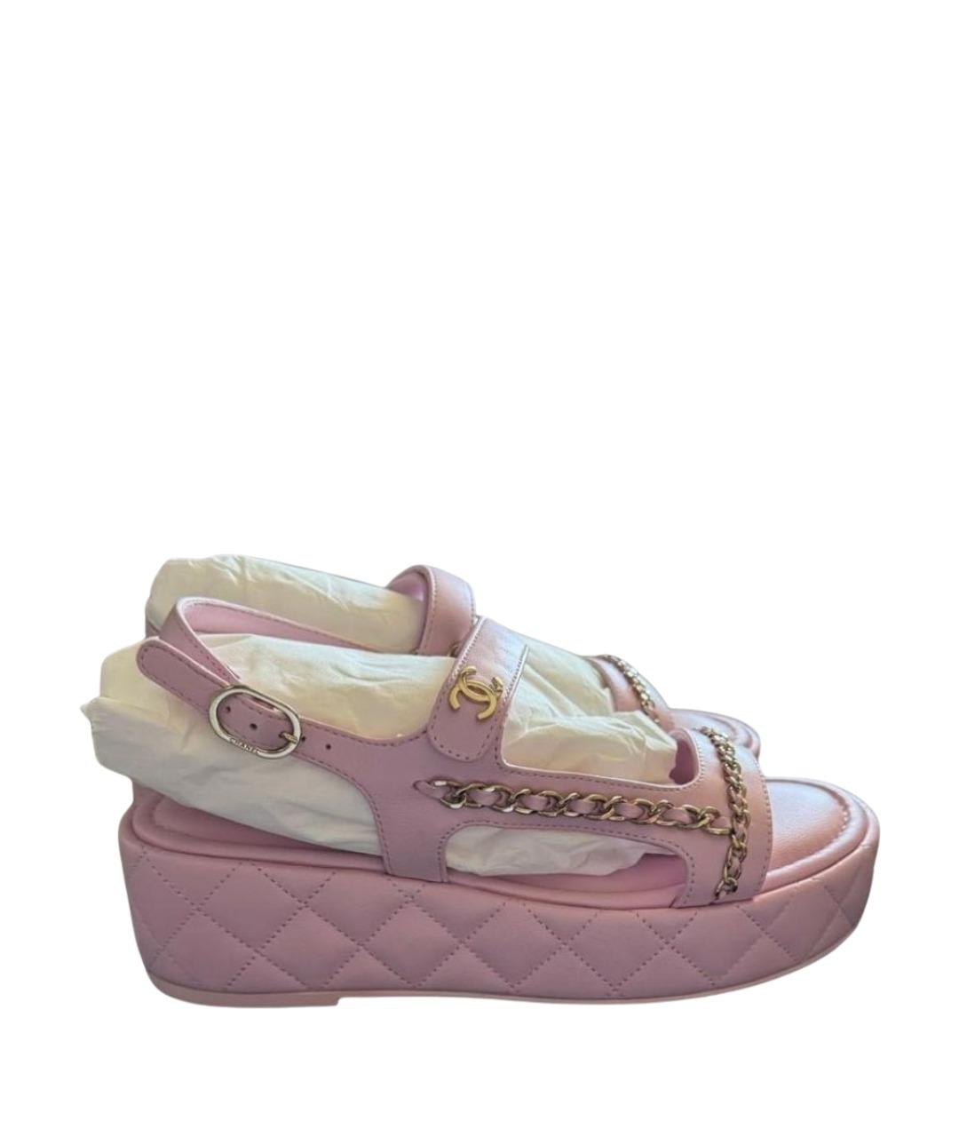 CHANEL Розовые кожаные сандалии, фото 1