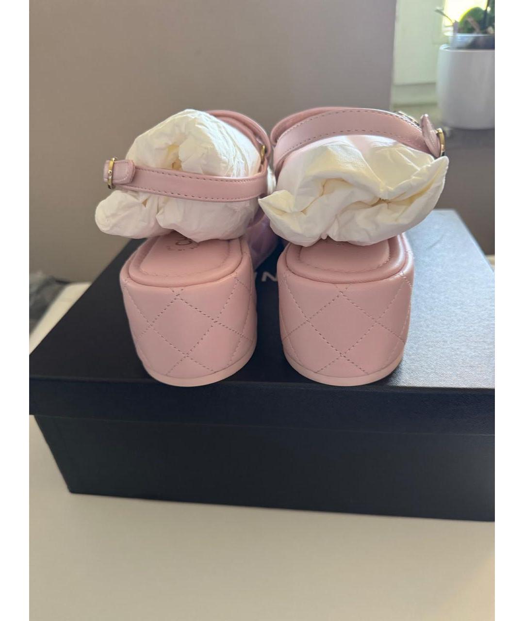 CHANEL Розовые кожаные сандалии, фото 3