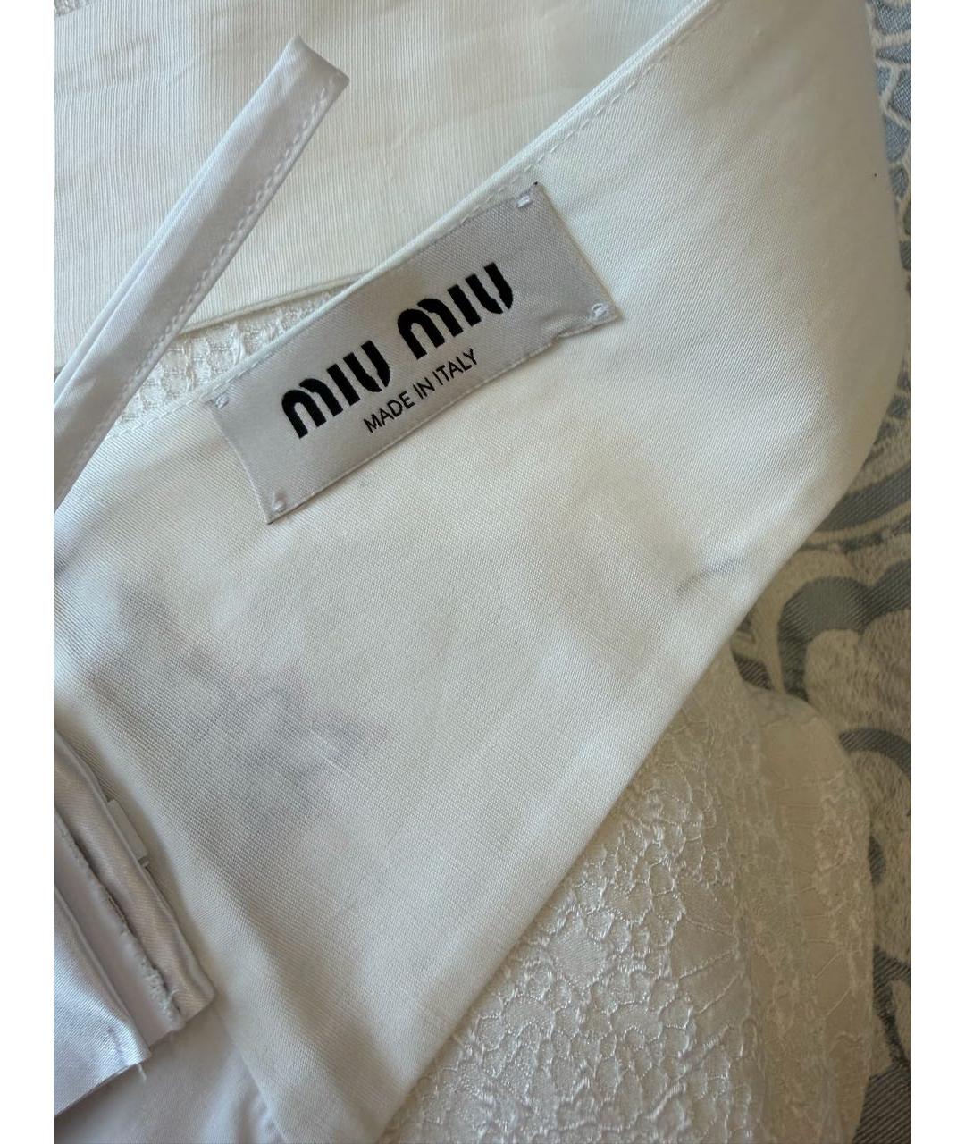 MIU MIU Белая хлопковая майка, фото 4