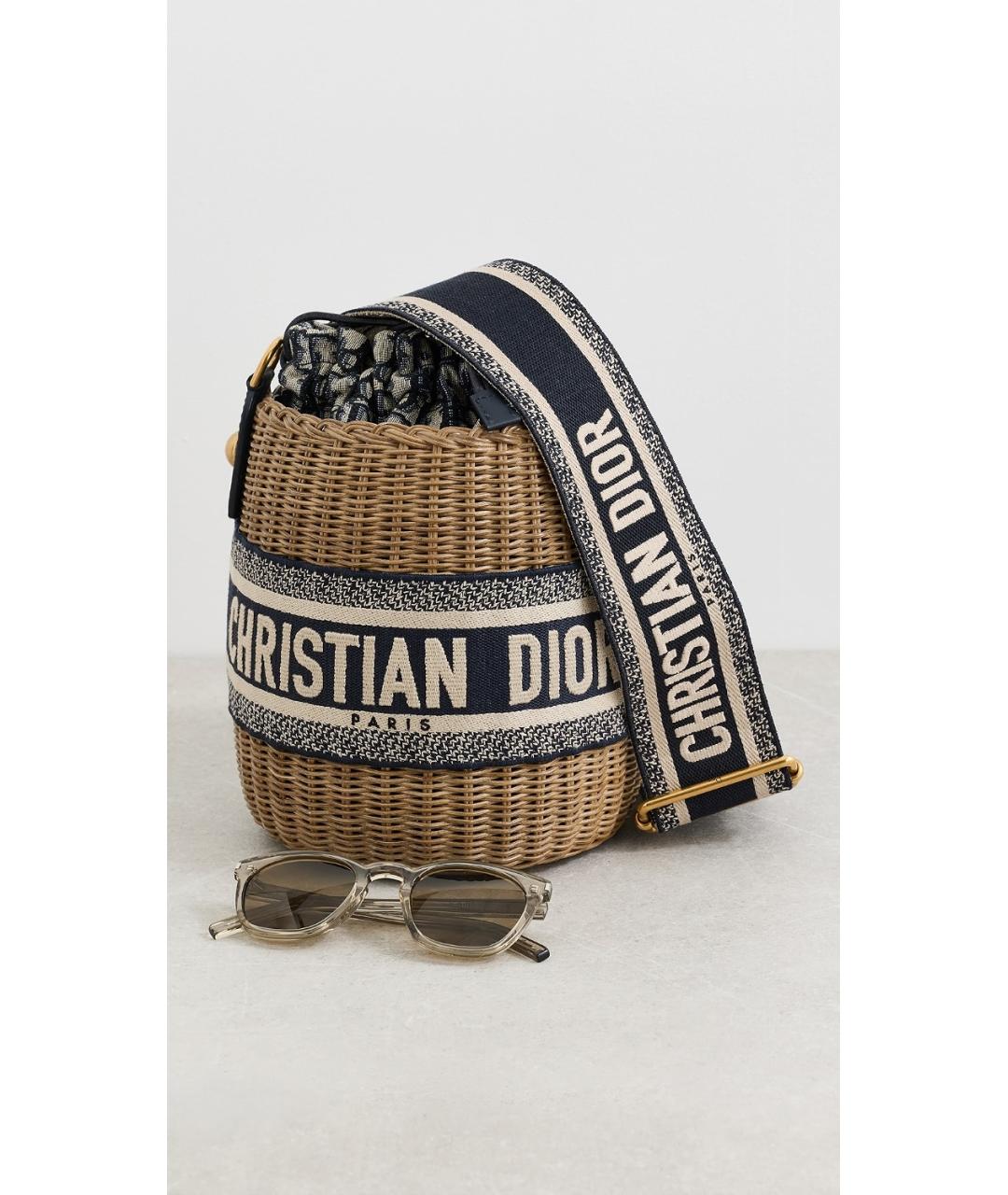 CHRISTIAN DIOR Коричневая плетеная сумка через плечо, фото 2