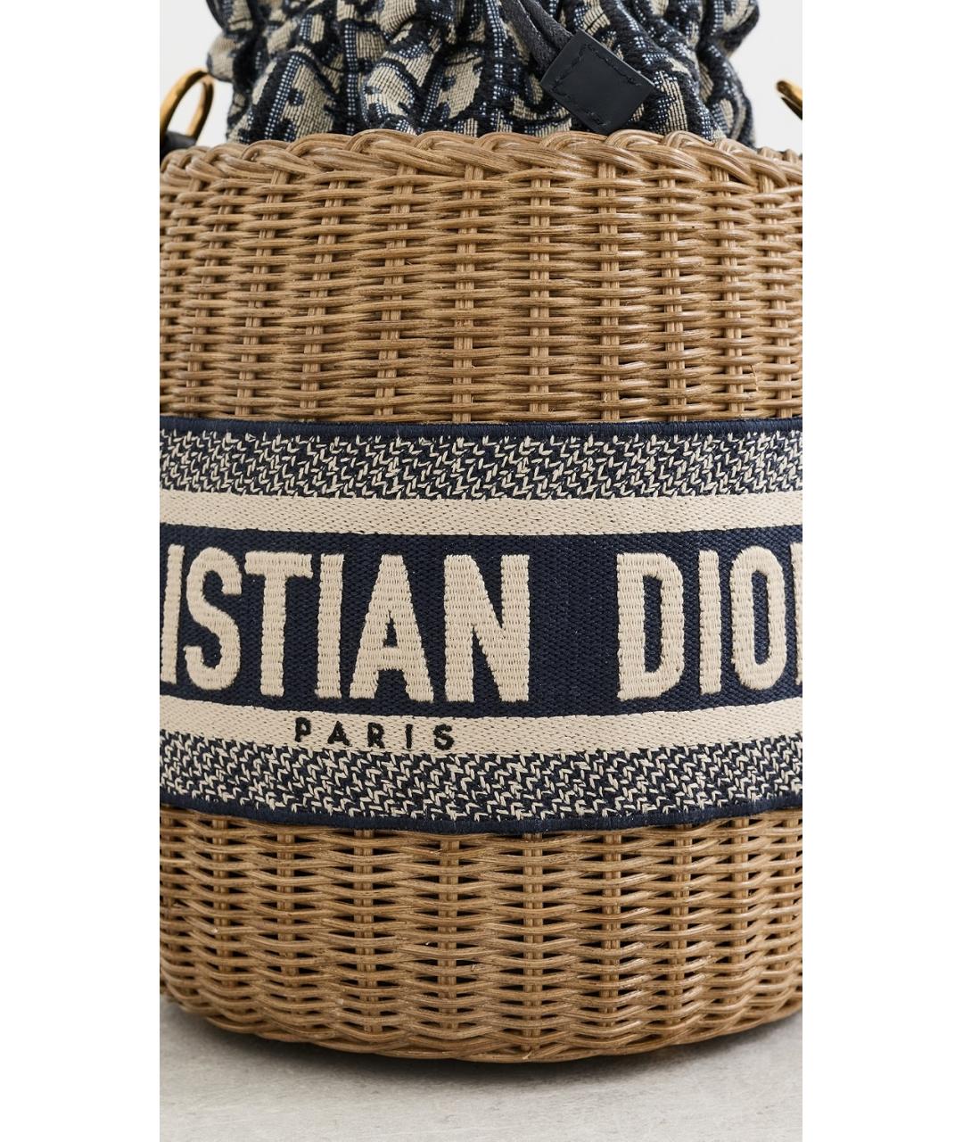 CHRISTIAN DIOR Коричневая плетеная сумка через плечо, фото 4