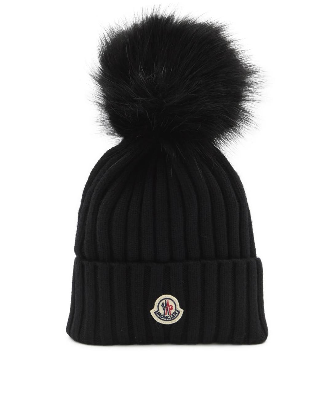 MONCLER Черная шерстяная шапка, фото 1