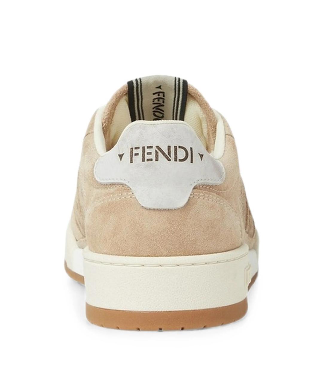 FENDI Бежевые кожаные кроссовки, фото 4