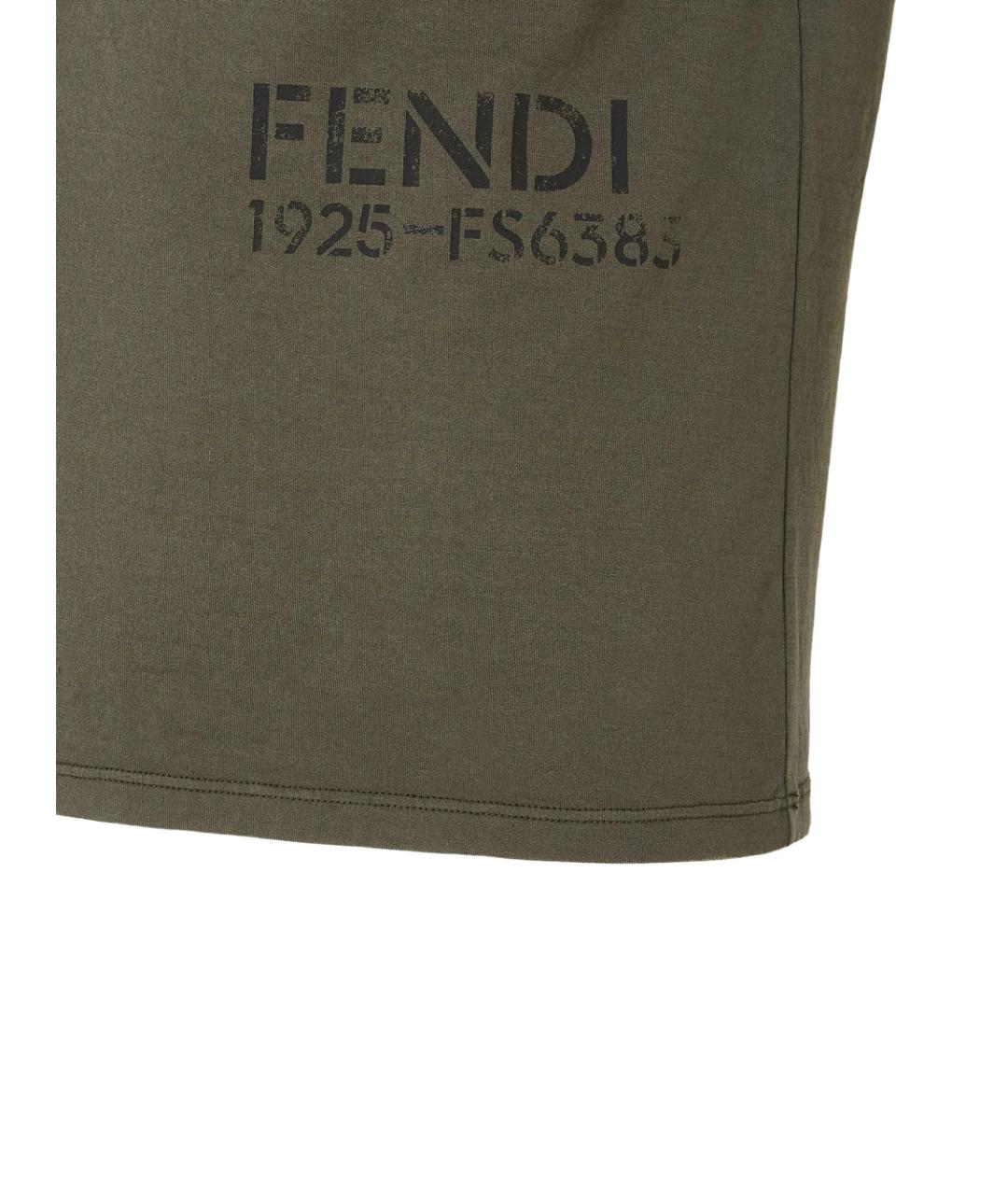 FENDI Зеленая хлопковая футболка, фото 6