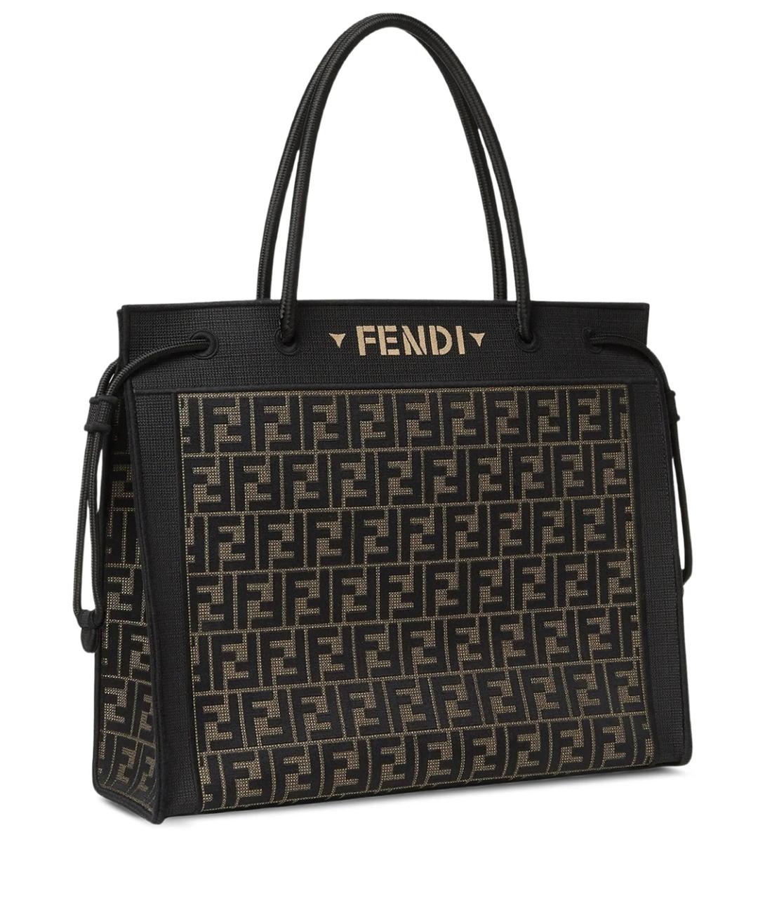 FENDI Коричневая хлопковая сумка тоут, фото 5