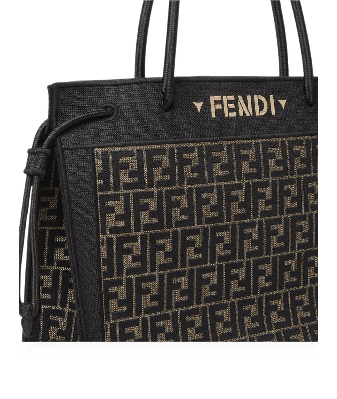 FENDI Коричневая хлопковая сумка тоут, фото 2
