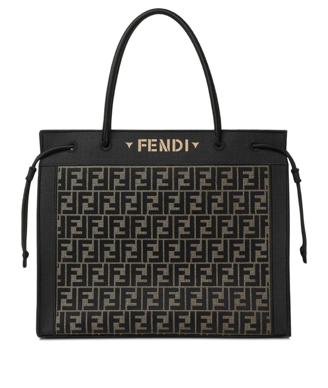 FENDI Коричневая хлопковая сумка тоут, фото 1