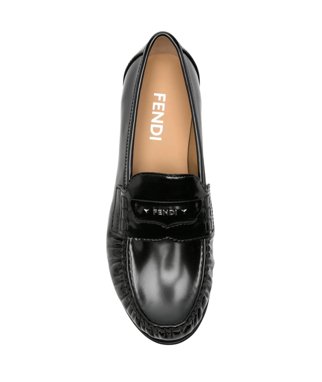 FENDI Черные кожаные лоферы, фото 3