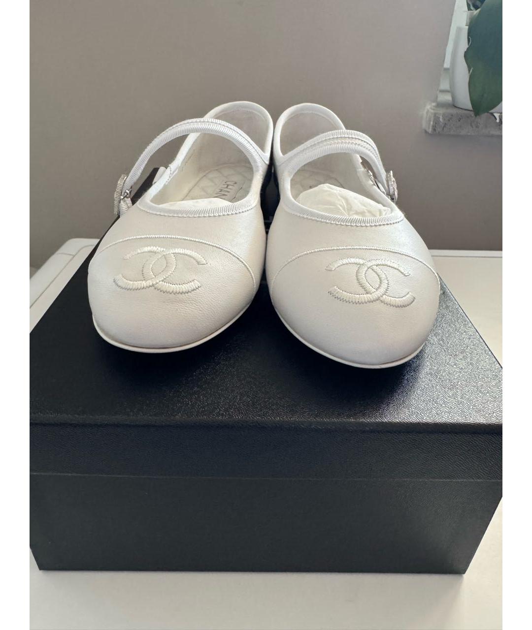 CHANEL Белые кожаные туфли, фото 4