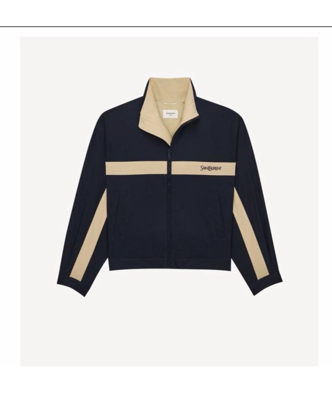 SAINT LAURENT Темно-синяя полиэстеровая куртка, фото 2