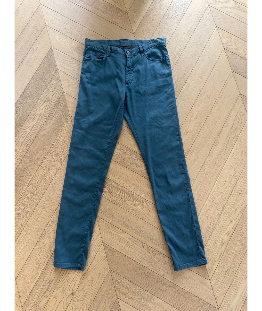 ZEGNA Бирюзовые льняные брюки чинос, фото 9