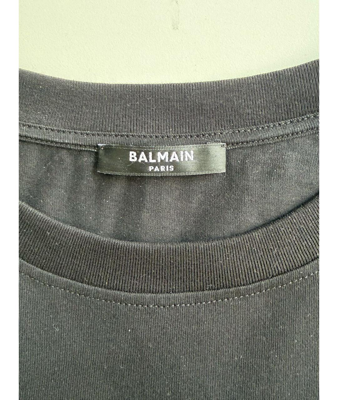 BALMAIN Черная хлопковая футболка, фото 4