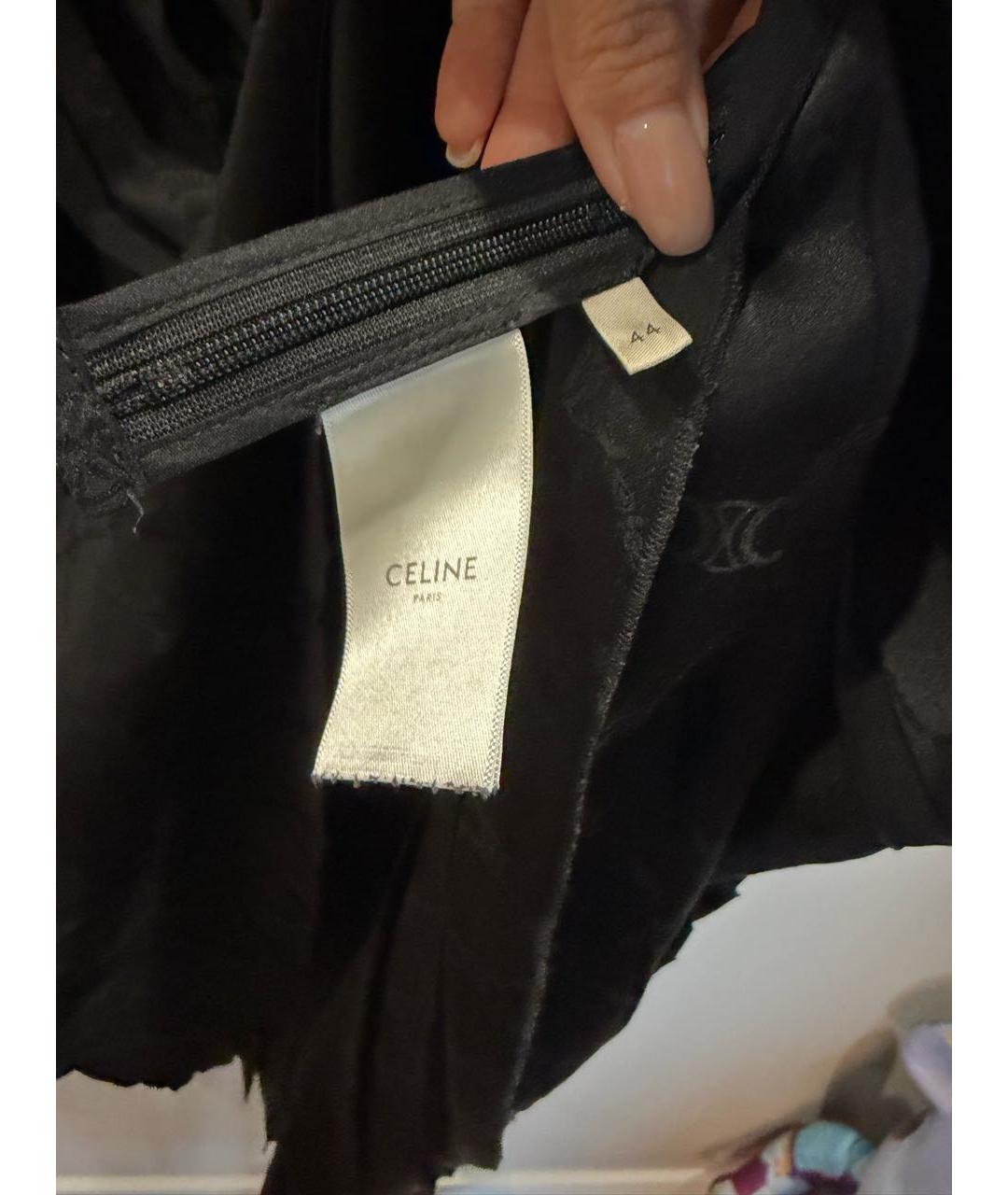 CELINE Черное шелковое повседневное платье, фото 4