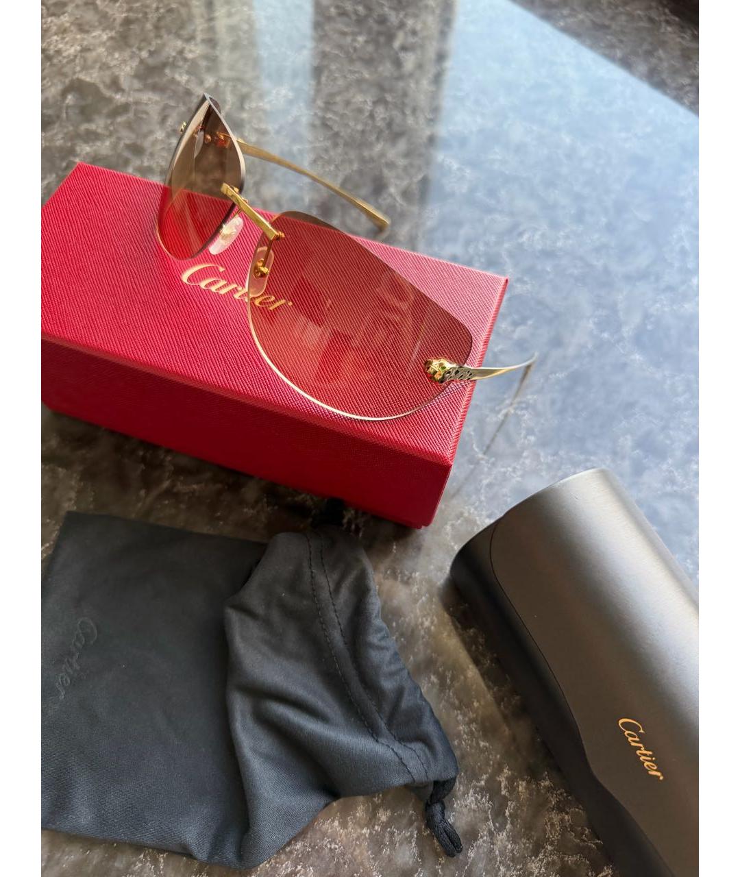 CARTIER Золотые металлические солнцезащитные очки, фото 2