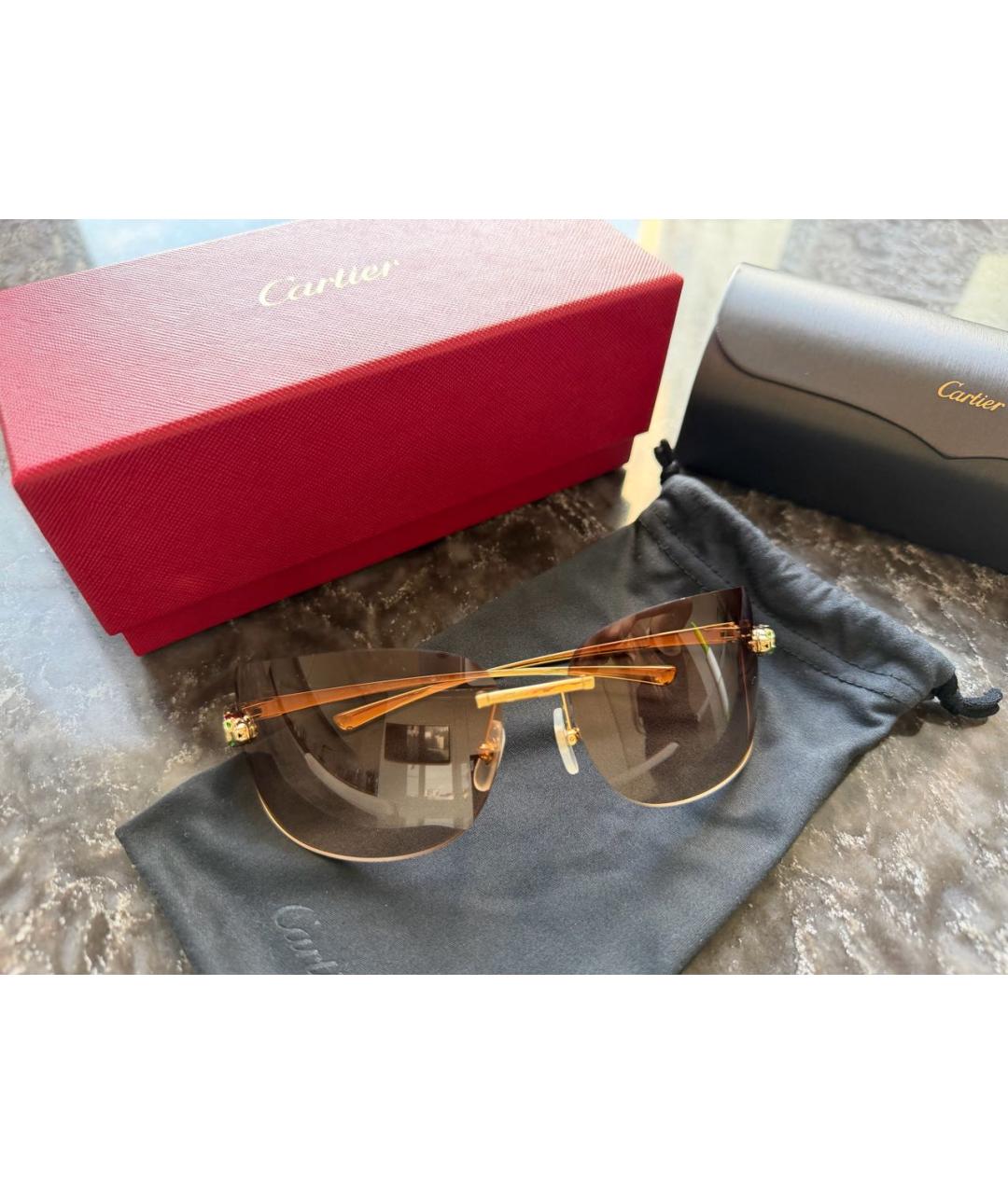 CARTIER Золотые металлические солнцезащитные очки, фото 5