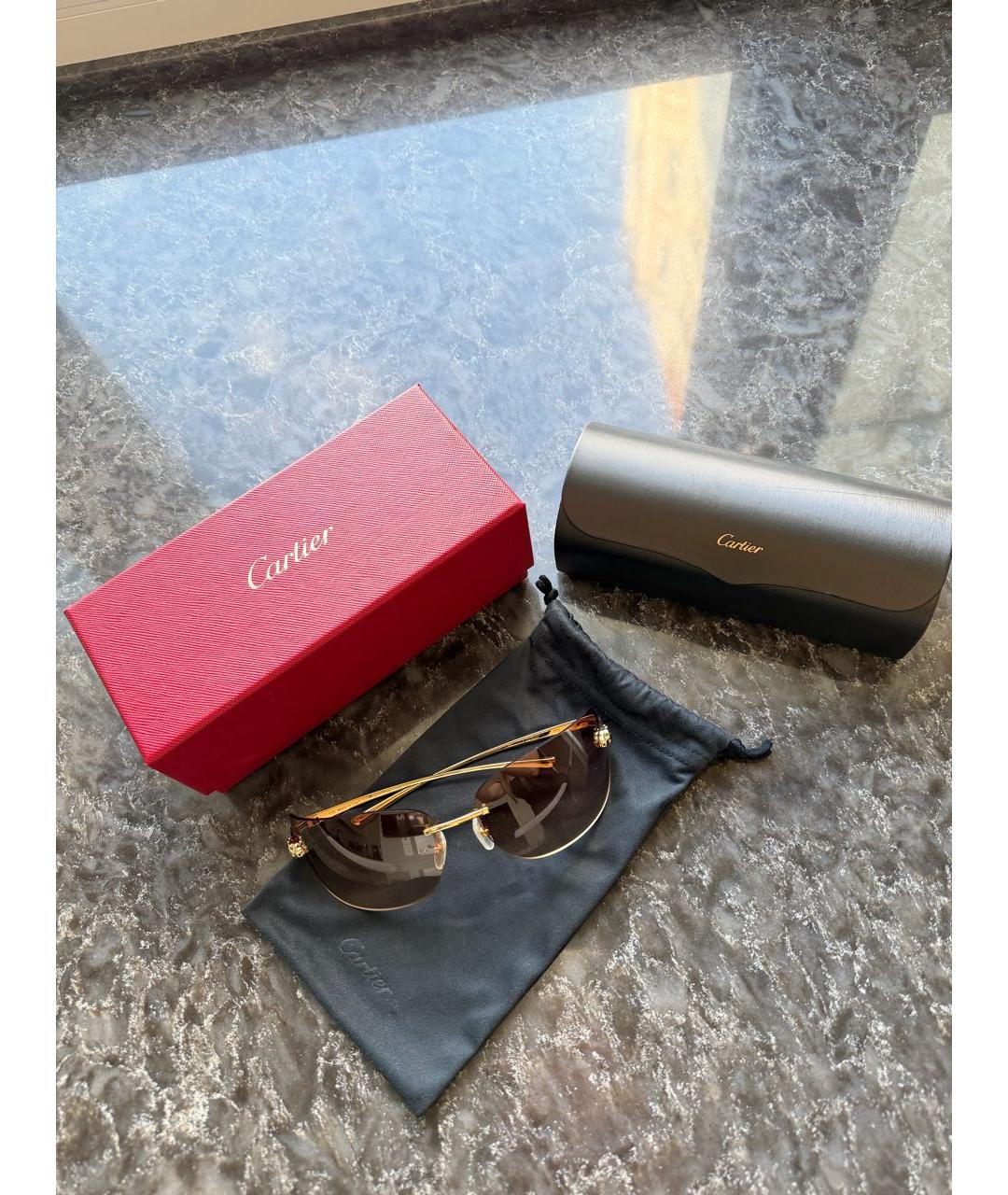 CARTIER Золотые металлические солнцезащитные очки, фото 3