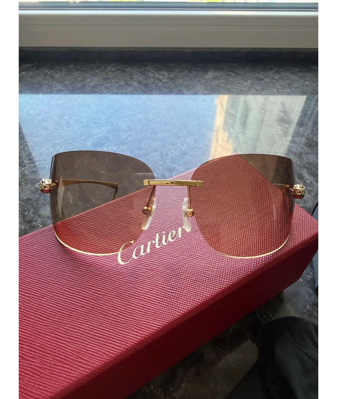 CARTIER Золотые металлические солнцезащитные очки, фото 8